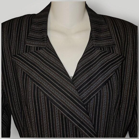 VTG Victoria Ashley Women's 5/6 Black Multi Striped Double-Breasted Blazer Jkt - Picture 4 of 16